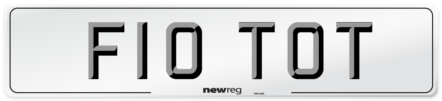 F10 TOT Number Plate from New Reg